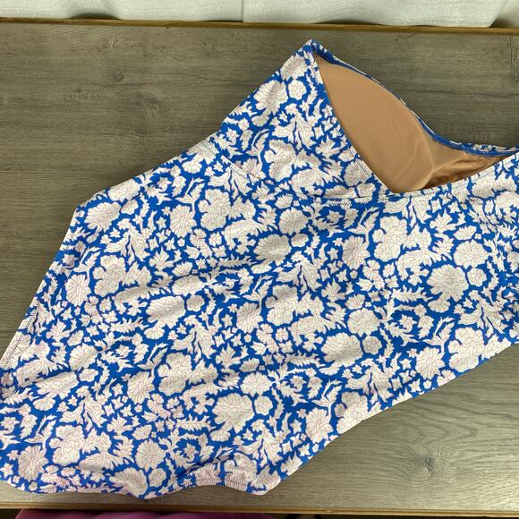 J. Crew x SZ Blockprints Ruched One Shoulder Swimsuit in Nila Print Sz.16 NWT - Picture 9 of 15